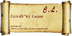 Cziráki Lajos névjegykártya